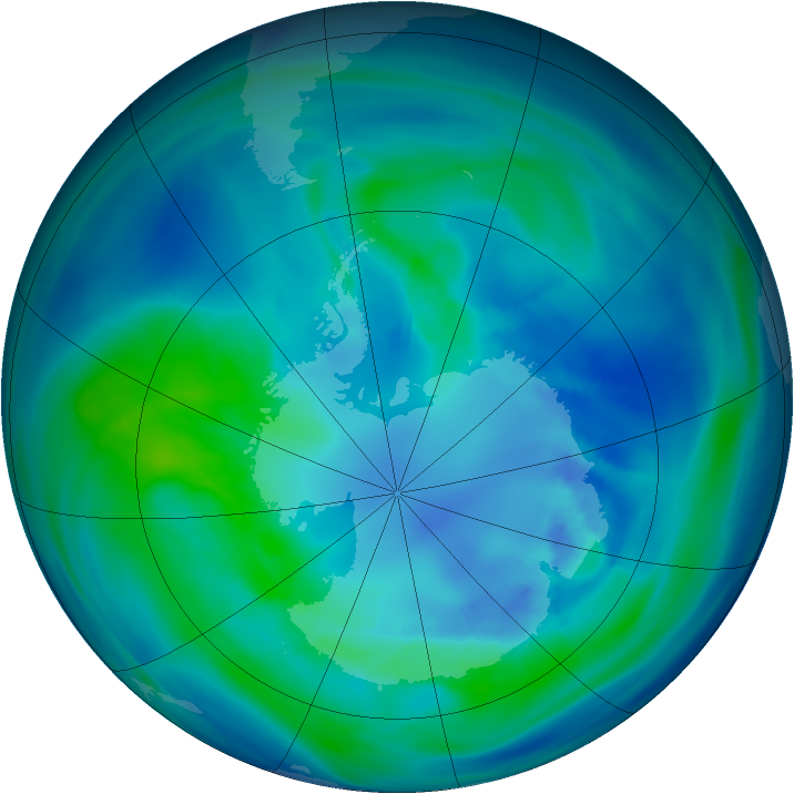 Antarctic ozone map for 10 April 2005
